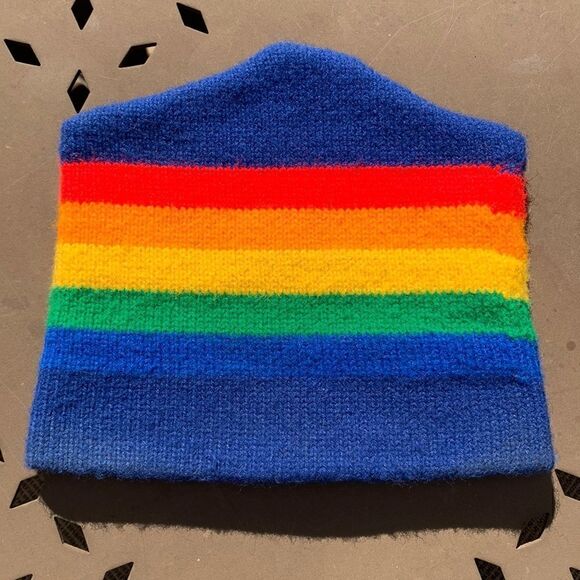 Vintage Ski Hat Wool Striped 80’s Cold Winter Snowboard Rainbow y2k - Picture 3 of 6